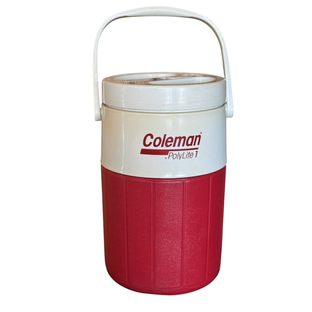 Vintage Coleman PolyLite 1 Water Jug Cooler 1 Gallon Red W/ Pour Handle 5596